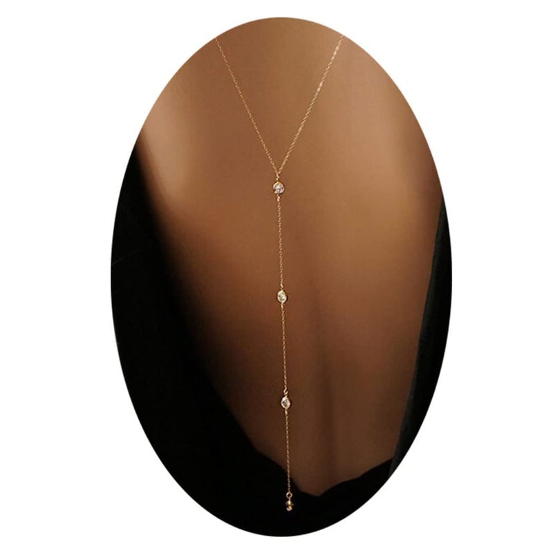 Artmiss Wedding Bridal Backdrop Necklace Crystal Back Necklace Gold Jewelry for Women - Image 3